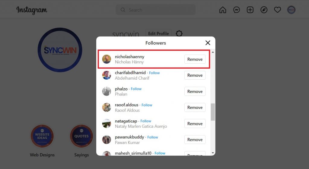 SyncWin Instagram Account Followed by the Original Speaker